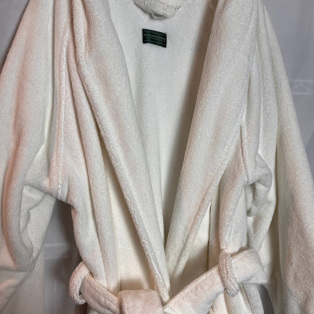 Unisex Hammacher Schlemmer White 100% cotton terry wrap robe, Size L